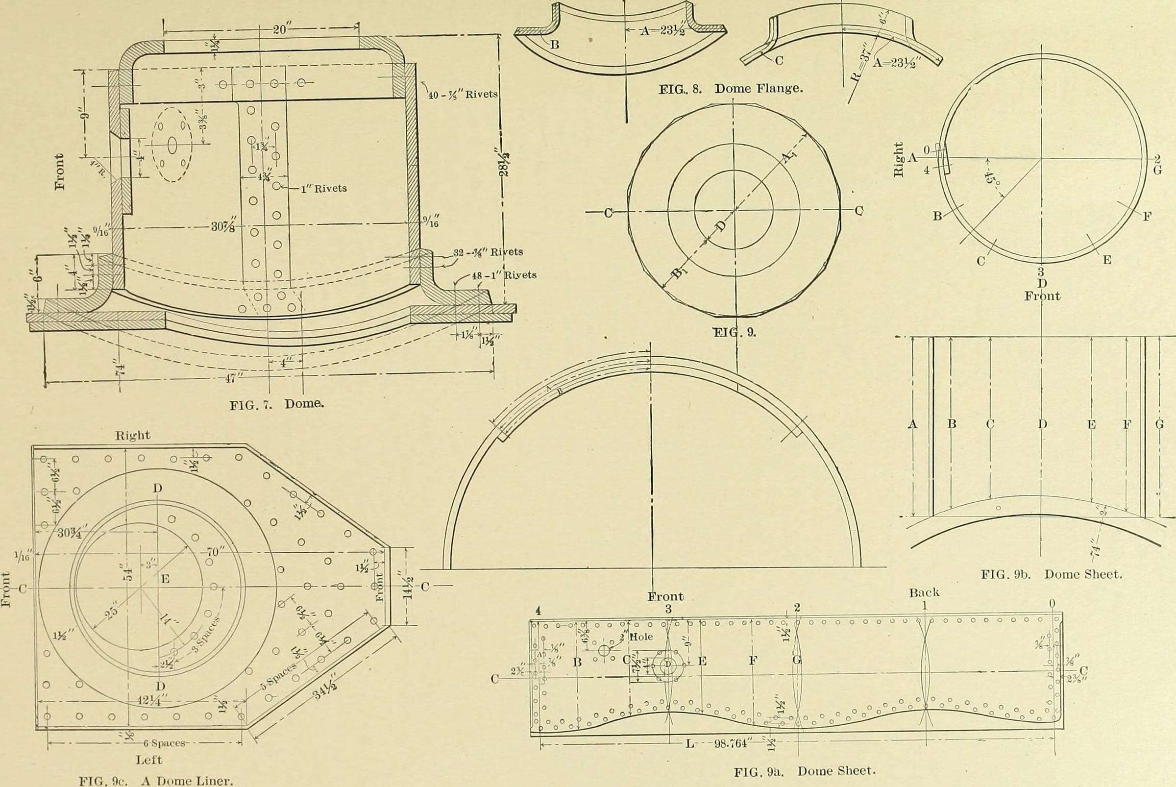 Sheet metal layout drawings from a 1907 trade manual